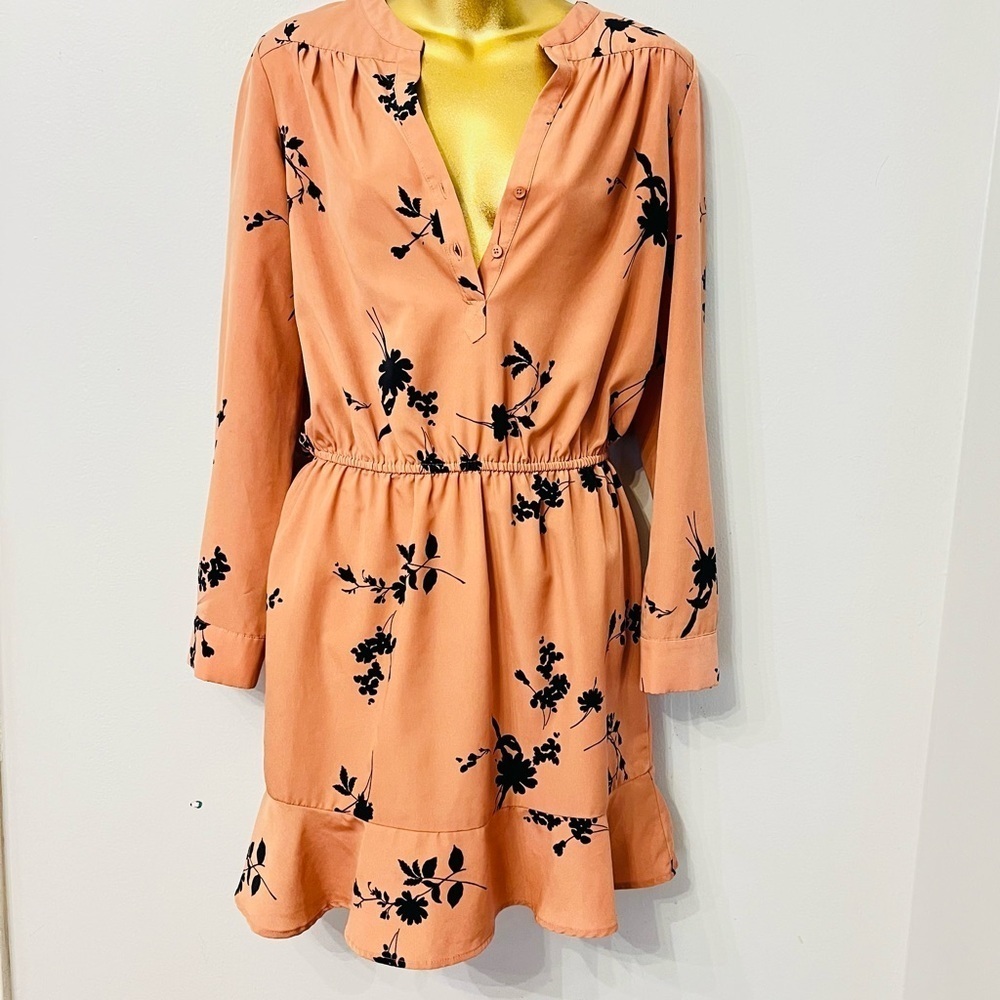Joie Peach Floral Flounce Mini Dress S | Coastal Romantic Feminine Chic - Picture 3 of 7